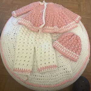 Charming Pink and White Kids Crochet Set